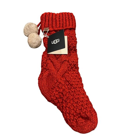 UGG Red Christmas Stocking with Poms - Picture 1 of 6